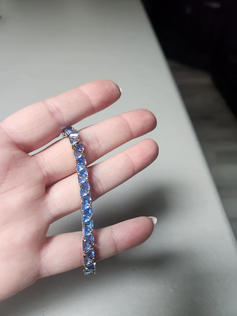 Suzanne Somers Blue Crystal Tennis Bracelet